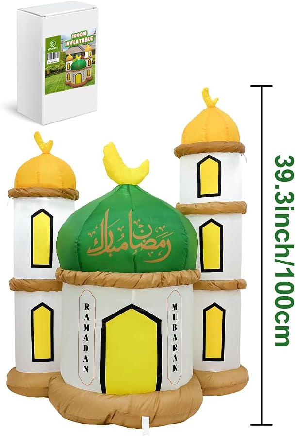 Eid Gift Inflatable Masjid Decoration with LED Lights - Indoor/Outdoor Electric Blow-Up Yard Décor, 40" Tall (Masjid Model) - Image 5