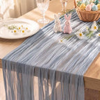 8 Pack Dusty Blue Cheesecloth Table Runner 120 Inch Boho Wedding Decor by Fixwal