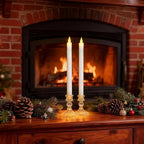 Flameless Taper Candles with Illuminated Glass Candle Holder, Remote Timer 2AA Battery Operated for Thanksgiving/Xmas Decor, Wedding Centerpiece (White, 6 Pack) - Image 6