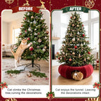 Thyle Christmas Cat Tunnel Bed, Burgundy, 2.4ft X 2.4ft X 11.8in, Velvet - Image 3