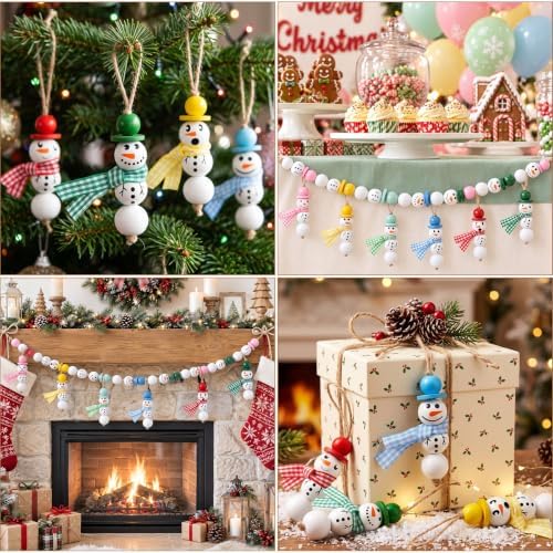 Vicenpal 450 Pcs Christmas Wooden Beads, Pure, Bright Color - Image 4