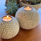 Luca Beige Orb Tea Light Candle Holders, Gift Boxed Set of 2 - Image 4