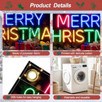 Colorful Neon Merry Christmas Garage Door Banner 7x16FT, Bright Holiday Sign for Xmas, Outdoor Decoration for Garage Doors, Large Garage Cover for Christma - Image 3