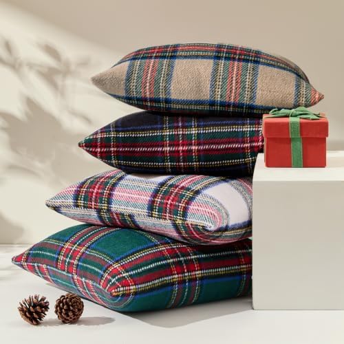 MIULEE Fall Plaid Decorative Pillow Covers Set of 2 22x22 Khaki - Image 5