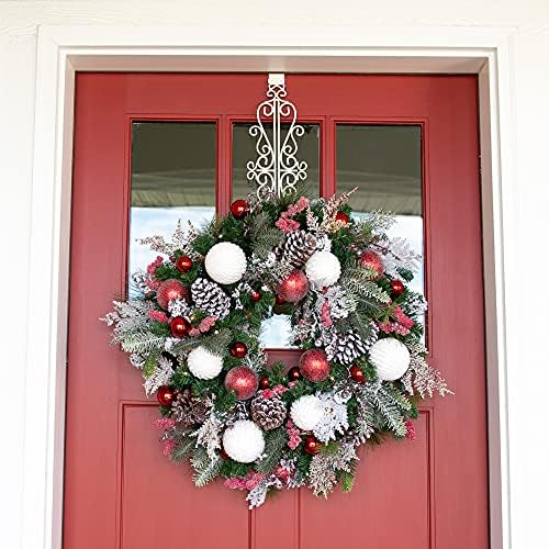 Front Door Wreath Hanger, Adjustable Hook Length Colonial Design, White - Image 6