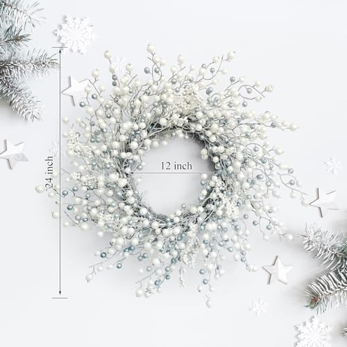 Winter Front Door Wreath 24 Inch Winter Berry - Image 2