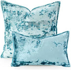 Premium Series, Crushed Velvet Throw Pillow Covers, Luxury Thick Cushion Cases for Home Decor, Ocean Blue, 18x18 Inch, Covers Only - Image 2