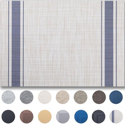 Placemats Set of 12 - Easy Clean Woven Vinyl Placemats for Dining Table, Indoor/Outdoor Place Mats, Washable PVC Table Mats（Blue Skyline） by Unknown