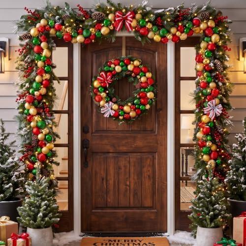 Thiccywoov 6 ft Christmas Ball Garland Ornament with Bows Decorations - Image 4