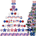 Halfchet 43 Pcs 4th of July Tree Decorations Patriotic Tree Ornaments Topper Trees Hanging Ornaments for Independence Day Home Table Party Decor (USA Hat Style) by JaaMiin
