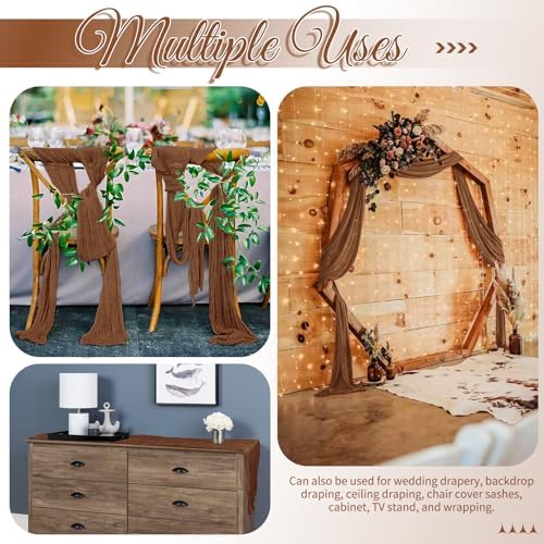 16 Pack Brown Table Runner 10FT Cheesecloth Table Runner Boho Gauze Table Runners Long Rustic Sheer Fabric Table Runners for Wedding Party Bridal Shower Farmhouse & Home Decor - Image 4