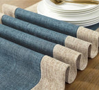 Farmhouse Rustic Faux Linen Dining Table Runner 15 x 79 Inch Blue - Image 4