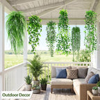 Daifunli 18 Pcs Artificial Hanging Plants Fake Hanging Ferns Plastic Fake Plant for Wall Room Garden Garland Indoor Outdoor Decor No Basket (Eucalyptu,Mandala,Boston,String of Pearl,Podocarpu,Pothos) - Image 4