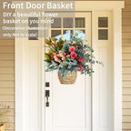 YRMT Water Hyacinth Woven Hanging Basket Wall Hanging Basket Decorative Front Door Basket Decor for Flower Plants Boho 15" x 10" - Image 2