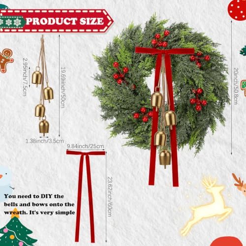 20 Inch Christmas Cedar Wreath for Front Door, with Lights - Image 2