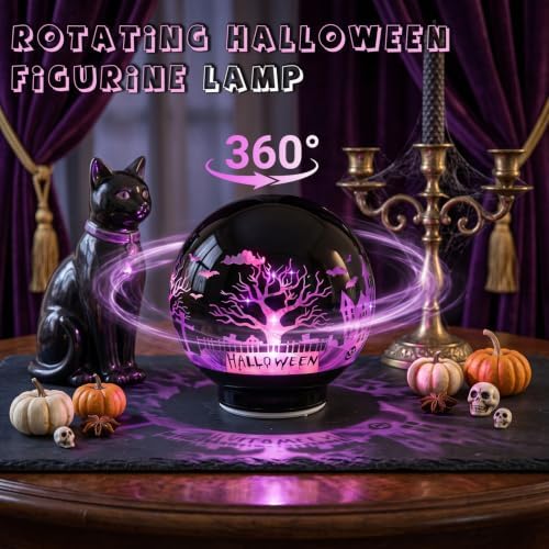 Halloween Decorations Rotating Lamp with Timer 360 Spooky Figurine Light - Image 2