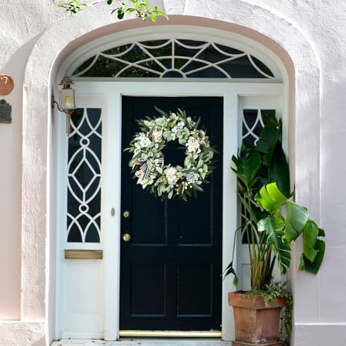 WREATHOME 20'' Lambs Ear Wreath for Front Door Year Round - Image 5