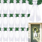 Dream Loom Wreath Sash for Front Door, 16pcs White Wreath Sash Accessories for Easter Weddings Birthday Christmas Party Yard Wall Doorway Decor by DreamLoomonasale