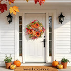 24 Inch Harvest Fall Wreaths for Front Door with Sunflower,Peony,Hydrangeas - Image 4