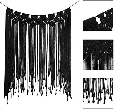 RLoncomix Macrame Wall Hanging Modern Chic Woven Wall Art Tapestry Boho Wedding Living Room Gallery Bedroom Wall Decoration, Black, 39"x 45" - Image 4