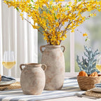 Dobbyby Ceramic Flower Vase 12 inch Farmhouse Rustic Vase Decorative Pottery Terracotta Tall Vases for Home Decor Table Mantle Fireplace Living Room Bathroom Wedding Centerpiece (Large-Terracota) - Image 6