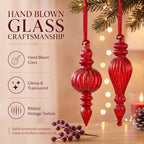 Sotiff 6Pcs Red Mercury Glass Christmas Ornaments,Vintage Finial Decoration - Image 4