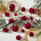 Velvet Christmas Ornaments Set 38Pcs Flocked Shatterproof Christmas Ornaments for Christmas Tree Decorations Xmas Decorative Hanging Christmas Ball Ornaments for Holiday Home Decor - Image 6