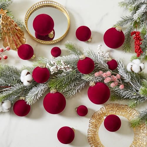 Velvet Christmas Ornaments Set 38Pcs Flocked Shatterproof Christmas Ornaments for Christmas Tree Decorations Xmas Decorative Hanging Christmas Ball Ornaments for Holiday Home Decor - Image 6
