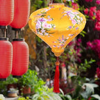ORFOFE Diamond-Shaped Vietnamese Hanging Lantern, 12-Inch Yellow Cloth Lantern with Tassel for Wedding, Party, Festival, and Home Decoration - Image 5