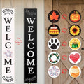 Welcome Sign for Front Porch Standing - 47" Interchangeable Wooden Leaner Sign with Interchangeable Seasonal Icons for Outdoor Farmhouse, Christmas Easter Fall Halloween Seasonal Decor by Unknown