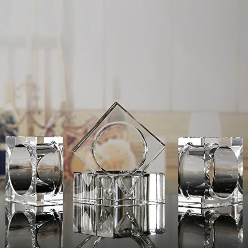 Crystal Napkin Holder Rings Square Design, Christmas Decorations for Dinner Clear 2" Set of 4 - Image 6