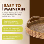 KOUBOO La Jolla Rattan Serving Ottoman Tray with Handles, Honey Brown - Image 4