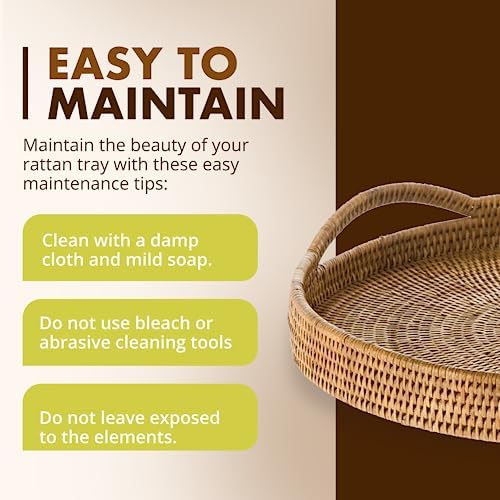 KOUBOO La Jolla Rattan Serving Ottoman Tray with Handles, Honey Brown - Image 4