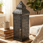 Vela Lanterns Decorative Indoor Moroccan Floor Candle Holder, Black, XL - Image 2