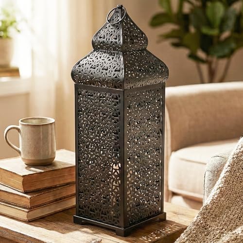 Vela Lanterns Decorative Indoor Moroccan Floor Candle Holder, Black, XL - Image 2