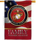 US Marine Family Honor House Flag - Armed Forces Corps USMC Semper Fi United State American Military Veteran Retire Official - Banner Small Garden Yard Gift Double-Sided Made In USA 28 X 40 by Breeze+Decor