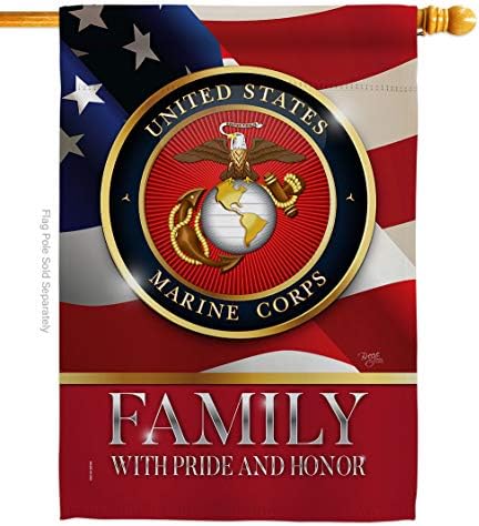 US Marine Family Honor House Flag - Armed Forces Corps USMC Semper Fi United State American Military Veteran Retire Official - Banner Small Garden Yard Gift Double-Sided Made In USA 28 X 40 by Breeze+Decor