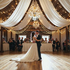 8 Panels 5ft(W) x 20ft(H) Ivory Ceiling Drapes for Wedding Parties - Image 5