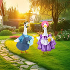 Abbylike 2 Set Spring Porch Goose Outfits Gardener Goose Clothes Purple and Blue for 23" Cement Plastic Geese with Flower Pot and Watering Can Summer Duck Costume for Patio Lawn Outdoor Patio Decor - Image 4