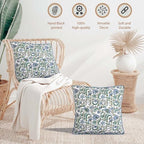 Ridhi Block Print Columbia Blue Cotton Pillow Cover 20" x 20" Set of 2 - Image 3