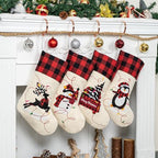 LUBOT Christmas Stockings Set of 4 Large Family Xmas Stocking 20" Silhouette Buffalo Red Plaid Fireplace Hanging Holiday Decor 4 Pack - Image 2