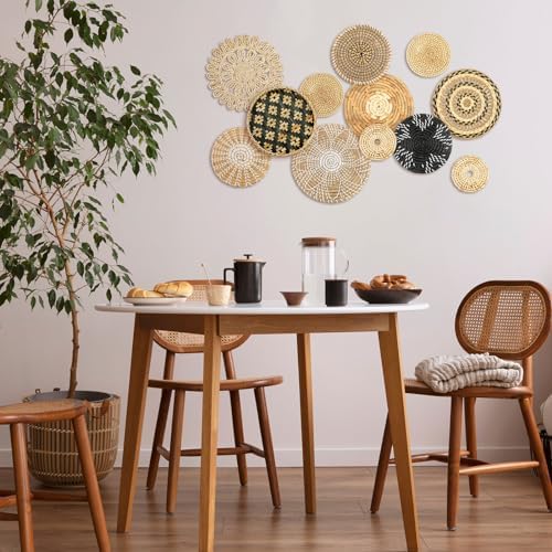 Glenmal 13 Pcs Boho Wall Basket Decor Set Woven Rattan Seagrass,Retro - Image 7