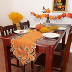 Simhomsen Embroidered Pumpkins Orange Table Runner for Fall, Autumn and Thanksgiving (14 x 108 inches) - Image 7