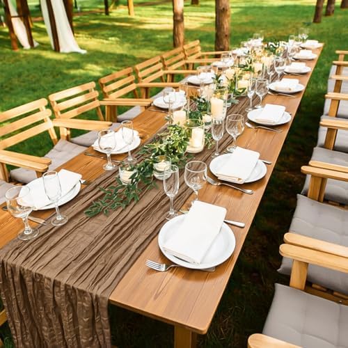 LemonRoad 4 Pcs 20ft Cheesecloth Table Runners Boho Gauze, Nude - Image 2