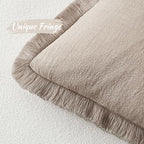 MIULEE Boho Natural Linen Fringe Decorative Euro Throw Pillow Covers 26x26 - Image 4