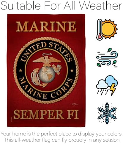Marine Corps Burlap Garden Flag - Set with Stand Armed Forces USMC Semper Fi United State American Military Veteran Retire Official - House Banner Small Yard Gift Double-Sided Made In USA , Garden Flag 13"x 18.5" - Image 6