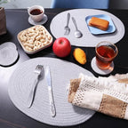 Braided Placemats Set of 6, Cotton Fabric Oval Table Mats Non Slip Washable 16 * 12 inch Oval Place Mats, 6 Pack Grey Cotton Rope Woven Placemats for Wedding Birthday Baby Shower Party Decoration - Image 5