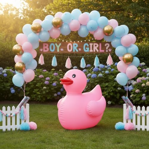 Hungdao 4FT Giant Pink Inflatable Duck Party Decoration Blow up Duck for Birthday Bridal Shower Baby Shower Pink Party Decorations Indoor Outdoor Decor - Image 4