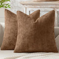 MIULEE Decorative Golden Brown Euro Sham Pillow Covers 24x24 Inch 2 Pack by MIULEE