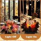 Lighted Pumpkin Fall Decor – LED Thanksgiving Decoration with Faux Maple Leaves, Berries, and Pinecones, Autumn Harvest Centerpiece for Table, Indoor and Outdoor Home Display - Image 3